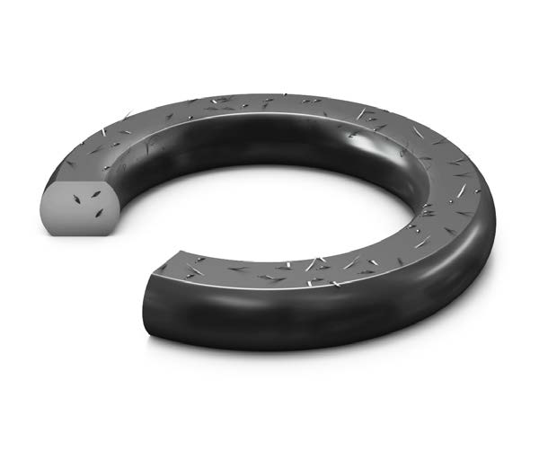 Black o-ring with a foreign material on the surface